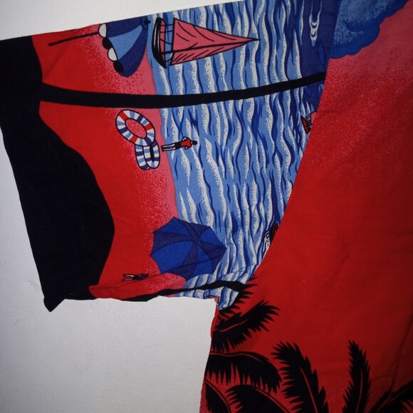 Hawaiian Cabana Print Men Shirt  Multicolor - Picture 5 of 9
